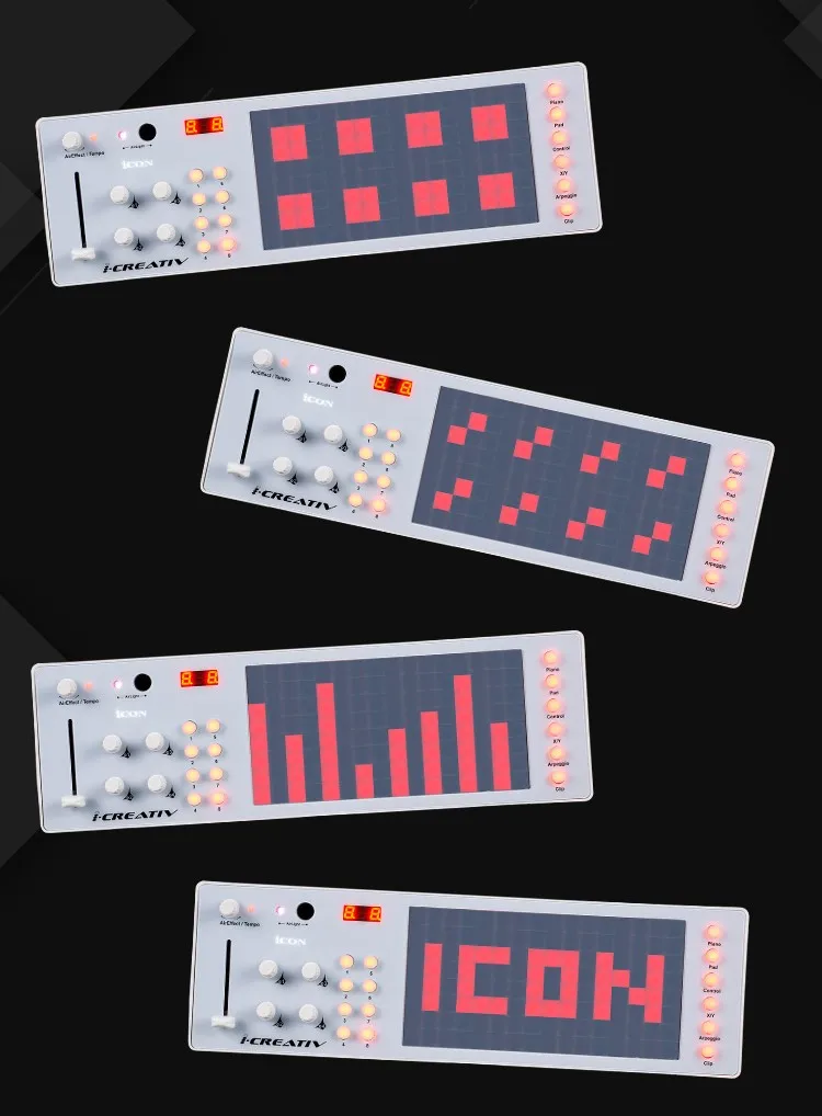 Значок iCreativ USB MIDI аудио контроллер с сенсорным экраном и воздушным светом 3D эффектор фортепианный режим барабанный режим X/Y Pad mode fader mode