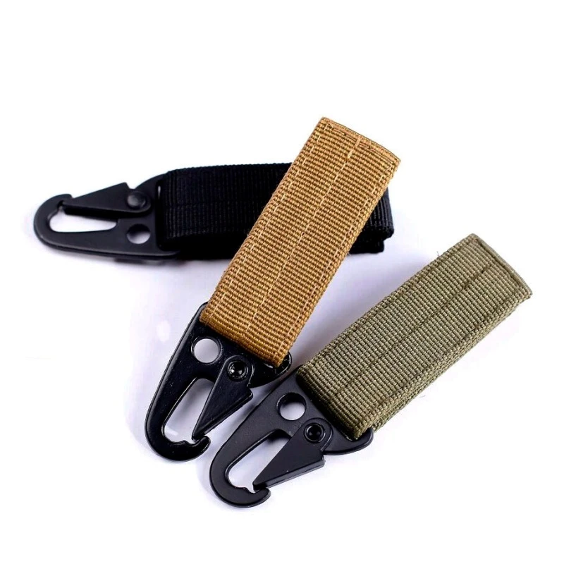 Tactical Outdoor Molle Keychain Nylon Webbing Backpack Buckle Hook Gear Tool
