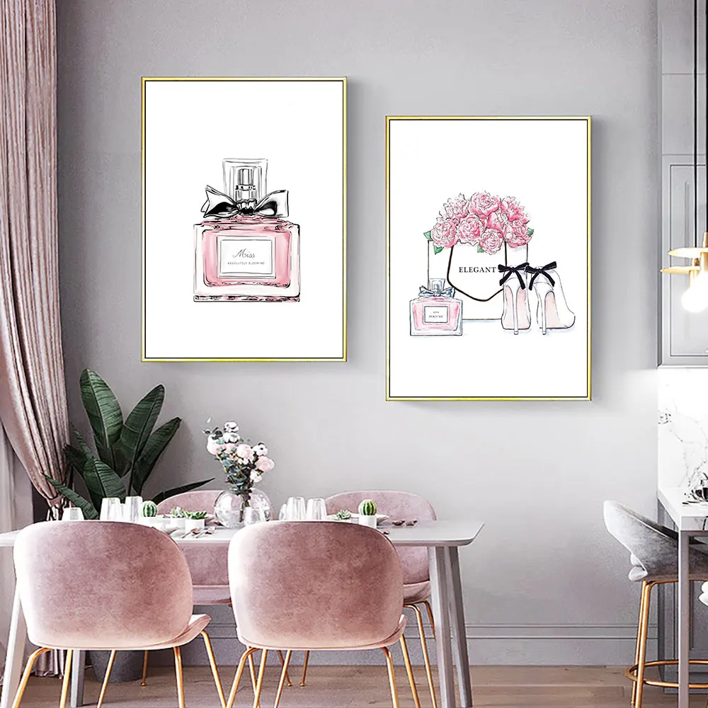 Abstract Painting Poster Perfume Art Print Canvas Poster Pink Picture Fashion Canvas Art Posters And Prints Living Room Unframed