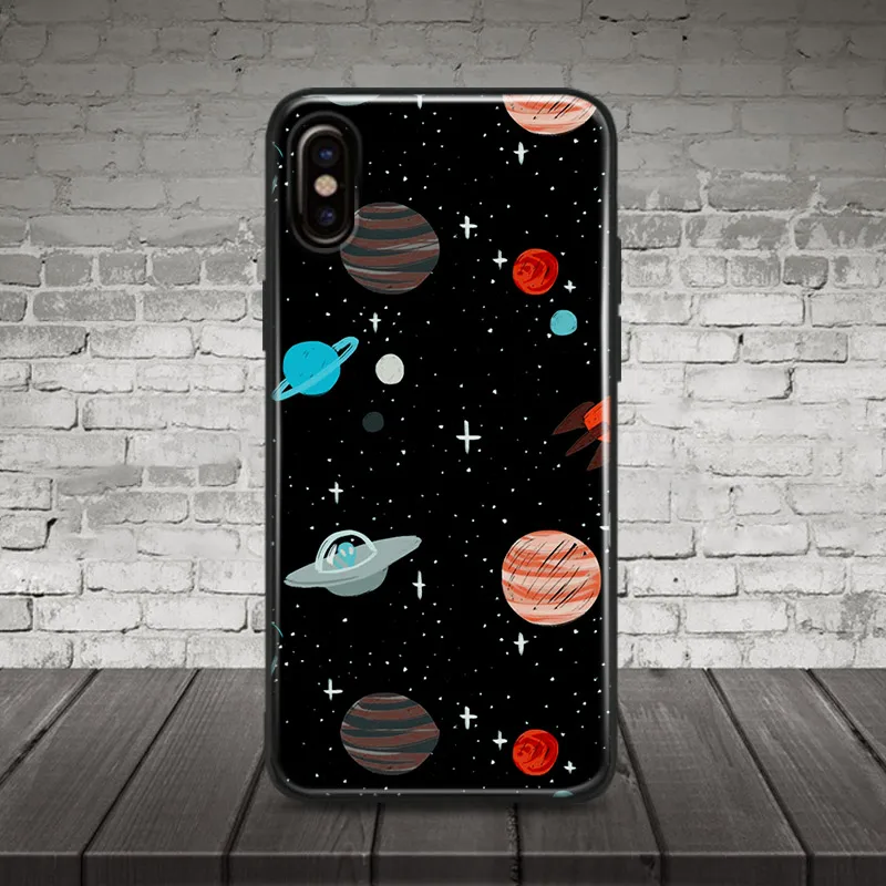 

Pastel Galaxy planets ufos Aesthetic Soft Silicone Phone Case Cover For Apple iPhone 5 Se 5s 6 6s 6Plus 6sPlus 7 8 7Plus 8Plus X