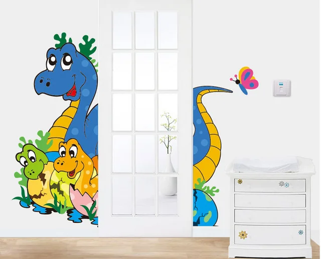 3d наклейки на стены с динозавром, наклейки для детской комнаты, художественные наклейки для детской комнаты, декоративные обои для дома, Детские Мультяшные наклейки