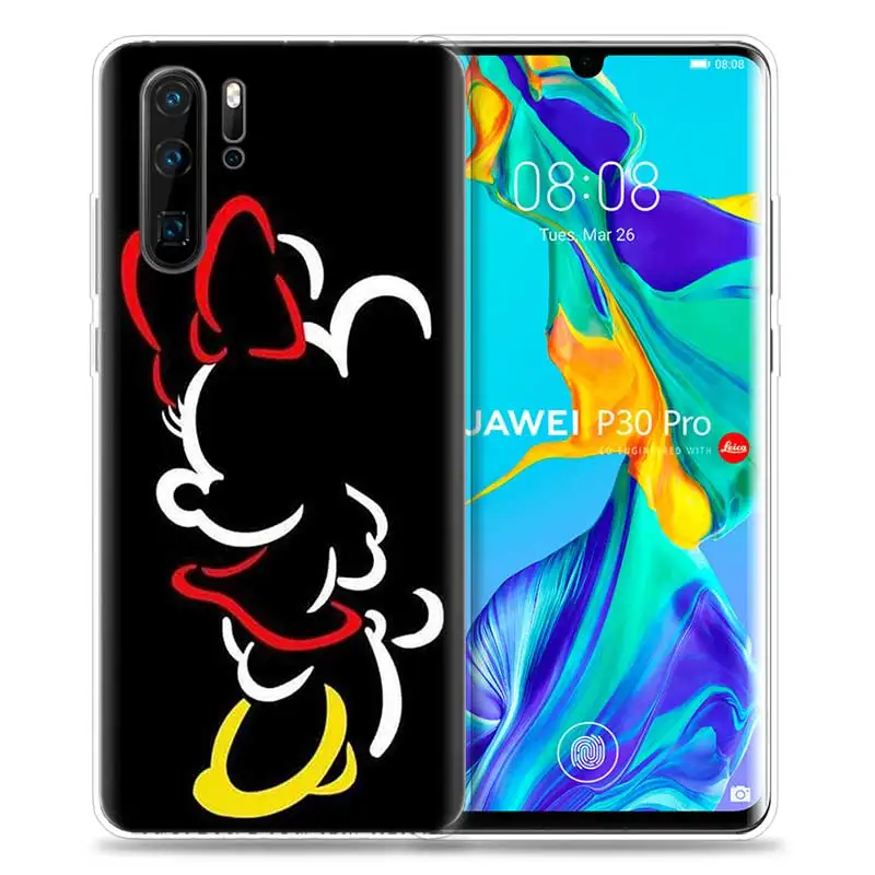 Чехол для huawei P30 P20 P10 P9 mate 10 20 Lite Pro, чехол для мобильного телефона P Smart Z Plus, чехол для влюбленных с поцелуями, Микки и Минни Маус