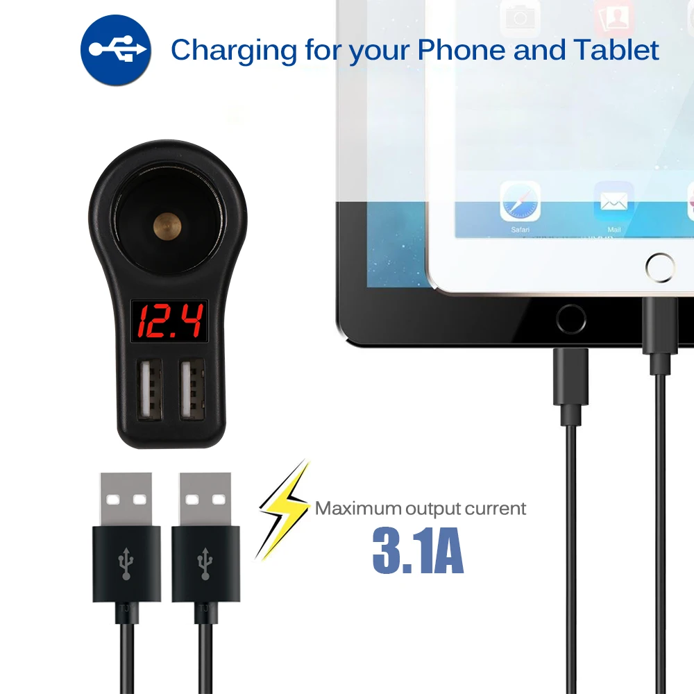 Powstro 5V 1A& 2.1A Универсальный 2 порта Dual USB Один Способ автомобильного прикуривателя розетка зарядное устройство адаптер для смартфона gps