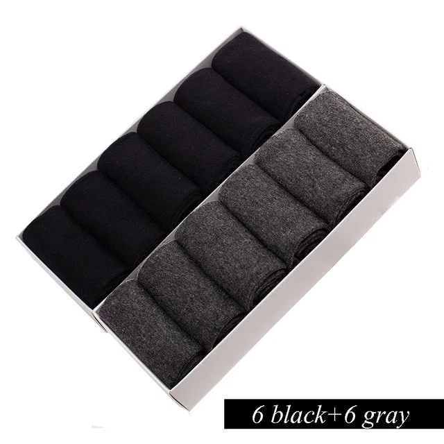 12 Pairs/Lot Plus Size Men's Cotton Socks Business Men Deodorant Crew Socks Breathable Male Solid Color US size(7-11.5) EU 39-48 LS-002