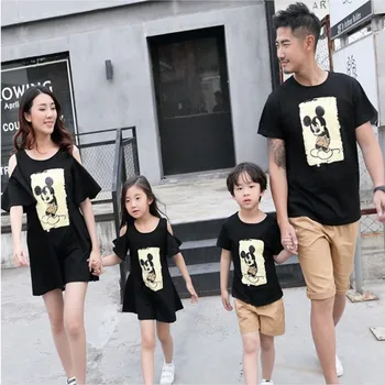 

Couples Plus Size Family Matching T Shirt Mother Daughter Dresses Father Son Shirts Big Sister Dress Little Brother Clothes