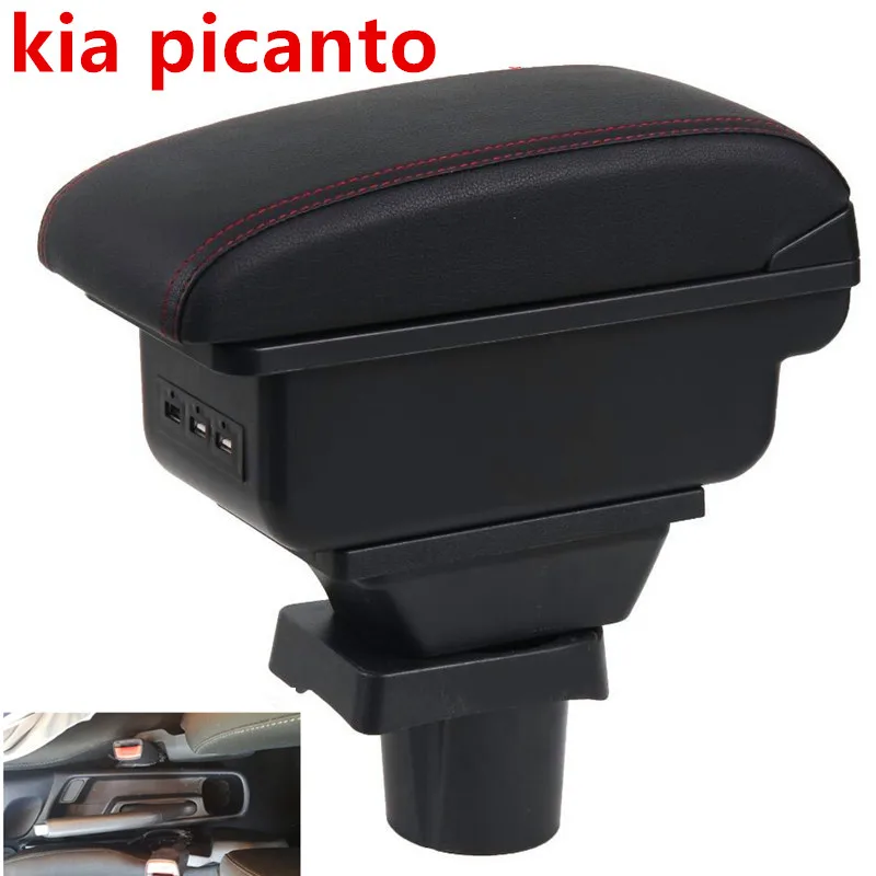 Для kia picanto подлокотник коробка центральный магазин содержание коробка для хранения подлокотник коробка USB интерфейс