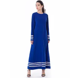 Для женщин мусульманское платье арабский turlish Платье O Средства ухода за кожей шеи с длинными рукавами в стиле пэчворк плюс Размеры 7XL синий
