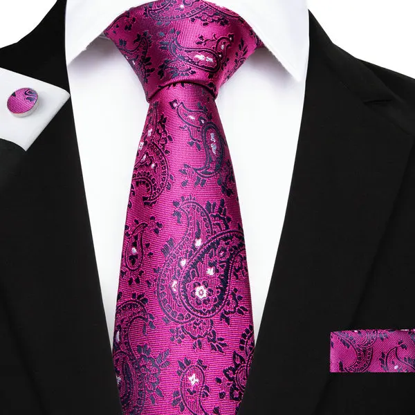 26 стильных мужских галстуков "пейсли", запонки, жаккардовые тканые галстуки на шею для мужчин, Свадебный деловой синий золотой розовый оранжевый Мужской галстук - Цвет: MJ-7115
