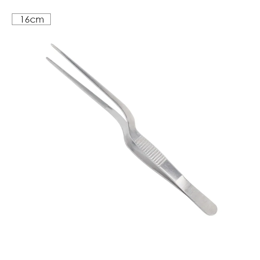 FIXFANS 1Pc Precision Medical Long Curved Tweezers Non-slip Stainless Steel Dental Bend Forceps Picking Tool 14cm 16cm 20cm