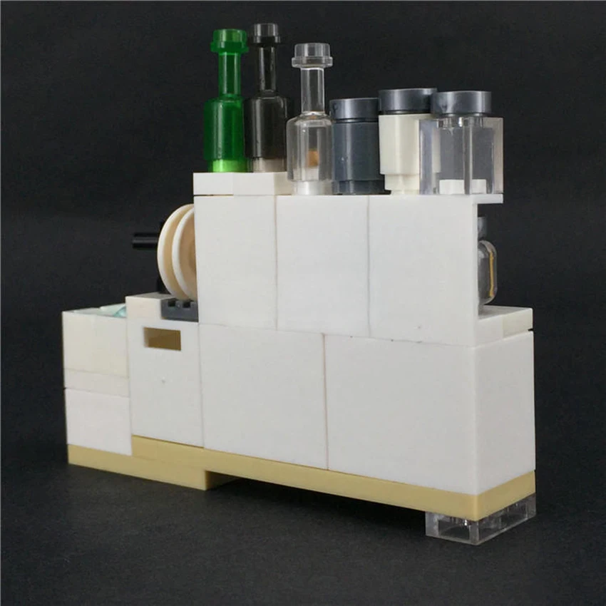 Single LegoINGlys Cupboard Tableware Block Kitchen Accessories MOC Bricks Building Blocks Furniture DIY Toys For Children (1)
