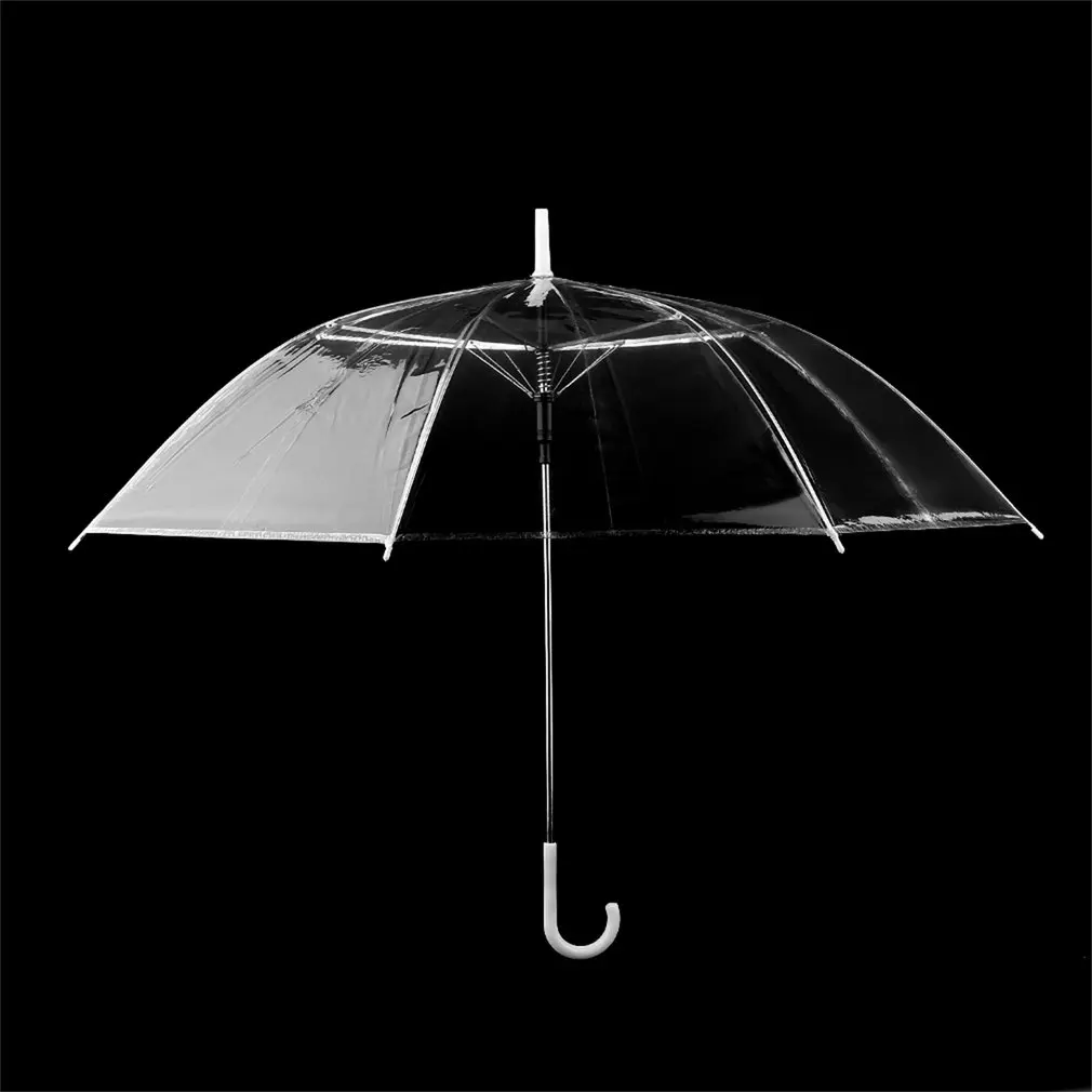 Прозрачный зонтик с длинной ручкой из пластика EVA прозрачный зонтик от солнца в клетку с листьями женский Полуавтоматический зонт
