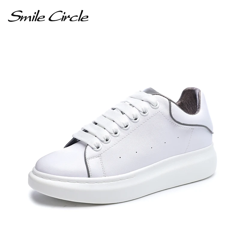 

Smile Circle Sneakers women Flat Soes 2019 Spring Breathable white Shoes Women Fashion Reflective night glow casual shoes