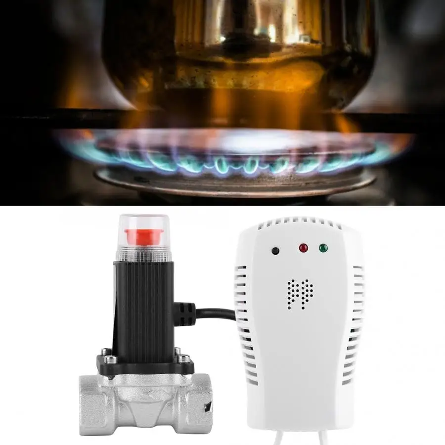 

Combustion Gas Natural Gas Detector Home Gas Alarm Leakage Sensor With Electric Solenoid Valve