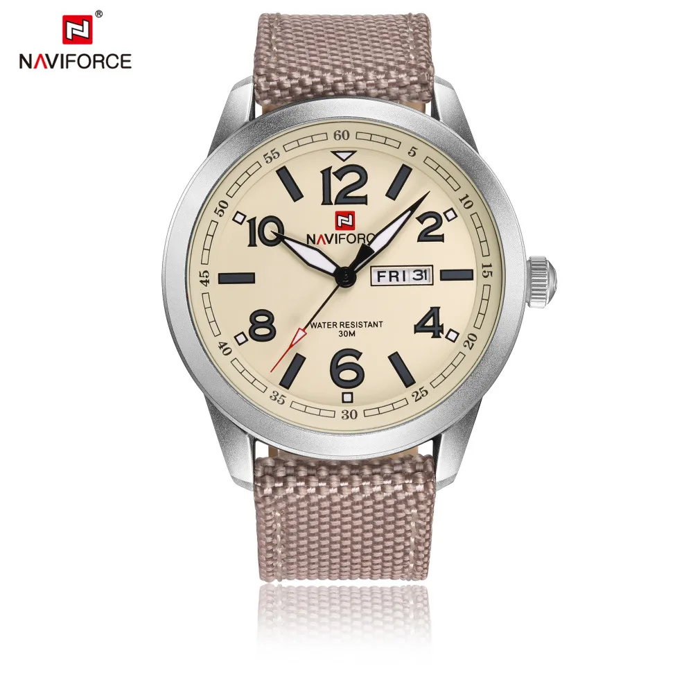 NAVIFORCE часы мужские военные спортивные кварцевые часы люксовый бренд Модные Повседневные Авто Дата Неделя 3ATM водонепроницаемые нейлоновые часы