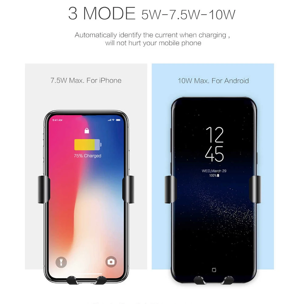 TS30 автомобиля Беспроводной Fast Charge 7,5 W 10 W для iPhone X XS XR 8 8 плюс samsung Galaxy S9 Универсальный тяжести связь 10 W быстрой зарядки