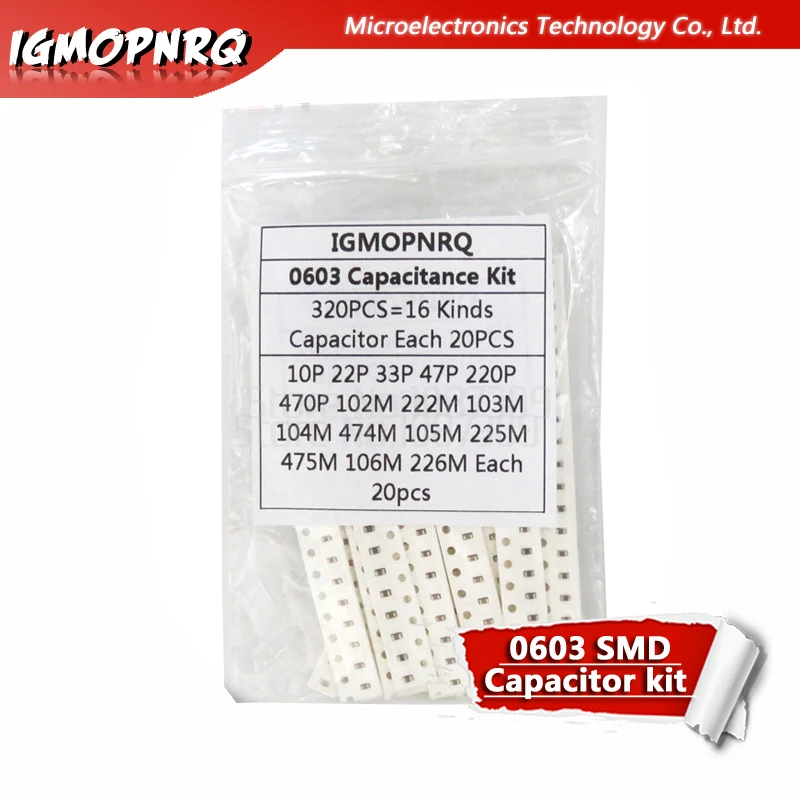16 значений * 20 шт. = 3 0603 SMD конденсатор в ассортименте 10 пФ ~ 475 м компонентов набор