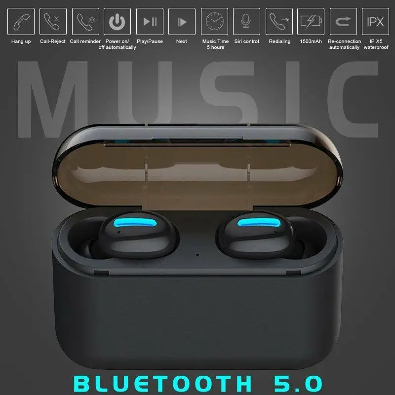 

TWS True Wireless Earbuds Stereo Wireless Bluetooth Earphone Built-in HD Mic Charging Case Bluetooth Earphones