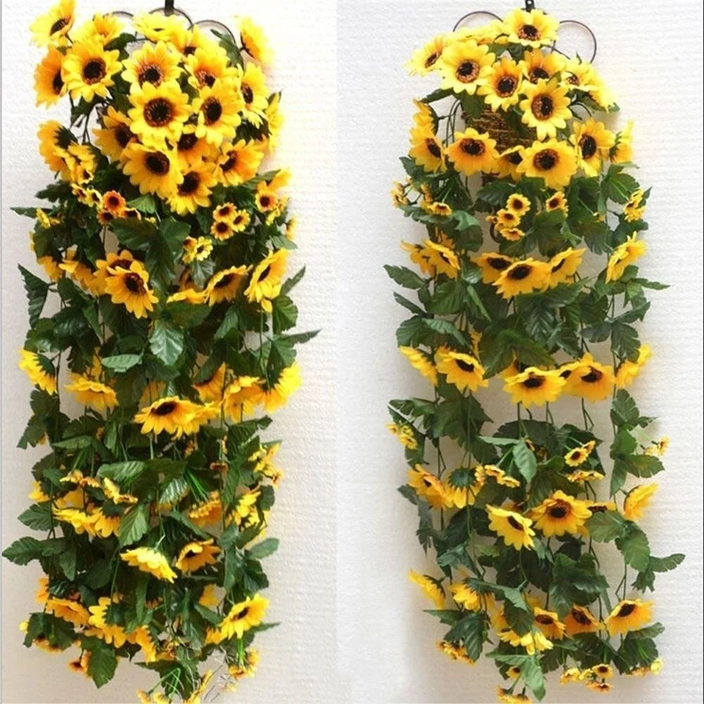 Искусственная желтая гирлянда "Подсолнух" цветок лоза свадебные цветочные арки Декор шелк