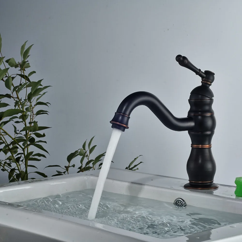 

Oil Rubbed Broze Bathroom Sink Faucet Single Lever Mixer Tap