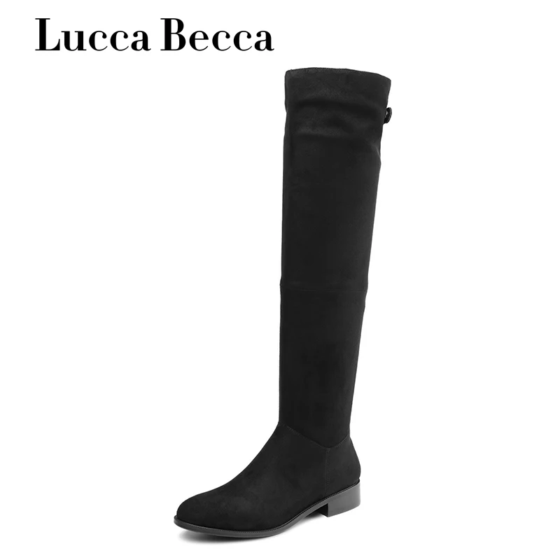 

Lucca Becca New Winter High Boots Women Shoes Black Suede Over Knee High Boots Flats New Warm Heels Shoes Women Zapatos De Mujer