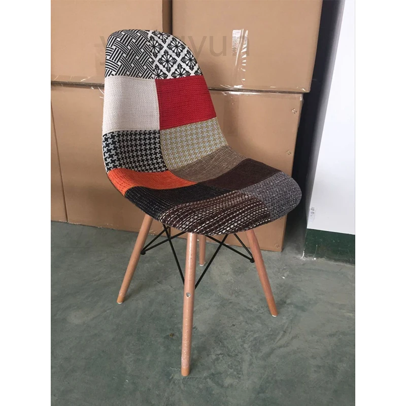 Минималистичный современный стул для отдыха в гостиной, мягкая Лоскутная Ткань, обеденный стул, обеденный деревянный стул, 2 шт