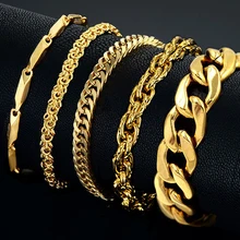 Mens Bracciale In Acciaio Inossidabile Commercio All'ingrosso Del Braccialetto Maschile Braslet Colore Argento braclet Chunky Catena Cuban Link Bracciale In Oro Per L'uomo