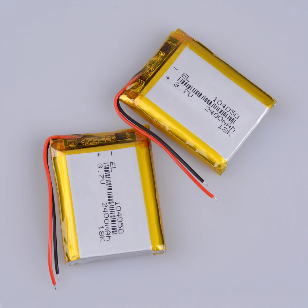 1/2/4 Pezzi 3.7 V Volt 2400Mah Ricaricabile 104050 Li-Ion Polymer Li Po Batterie Per Lampada Solare Power Bank Radio Gps