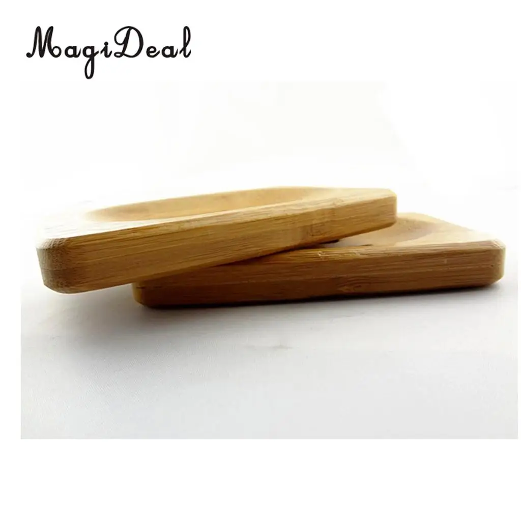 MagiDeal Bamboo Soap Holder Dish Bathroom Shower Storage Support Plate Stand Handmade