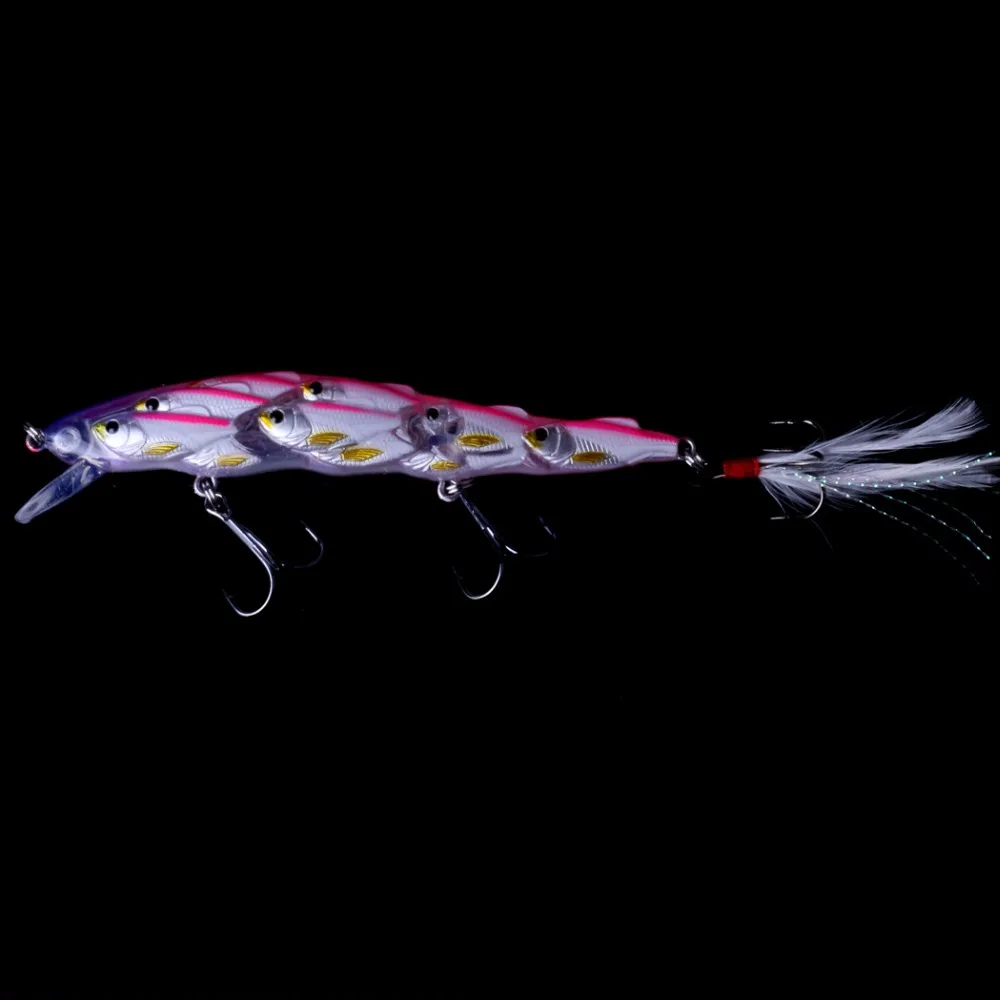 Isca de Pesca Wobbler com Gancho de Penas Minnow Iscas Duras 11.5cm 15.5g Swimbait Mar Pesca Crankbait 5 Pçs 4 Cheap Iscas artificiais