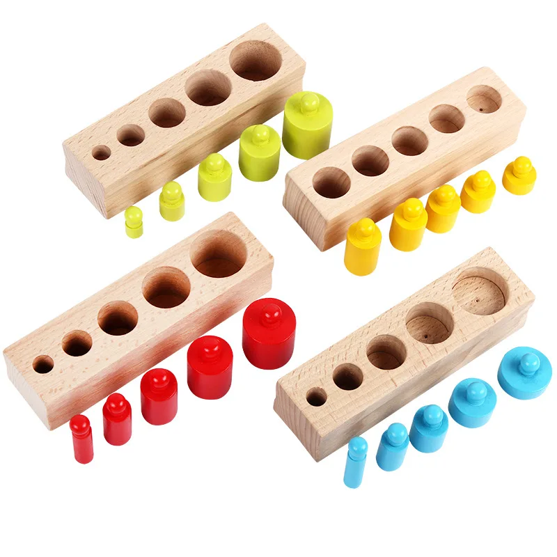 Montessori Toys Children Early Educational Learning Puzzle Wooden Toys Cylinder Socket Blocks Baby Development Practice Senses