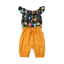 Одежда для детей и малышей; комбинезон с цветочным рисунком для девочек; летняя модная повседневная одежда