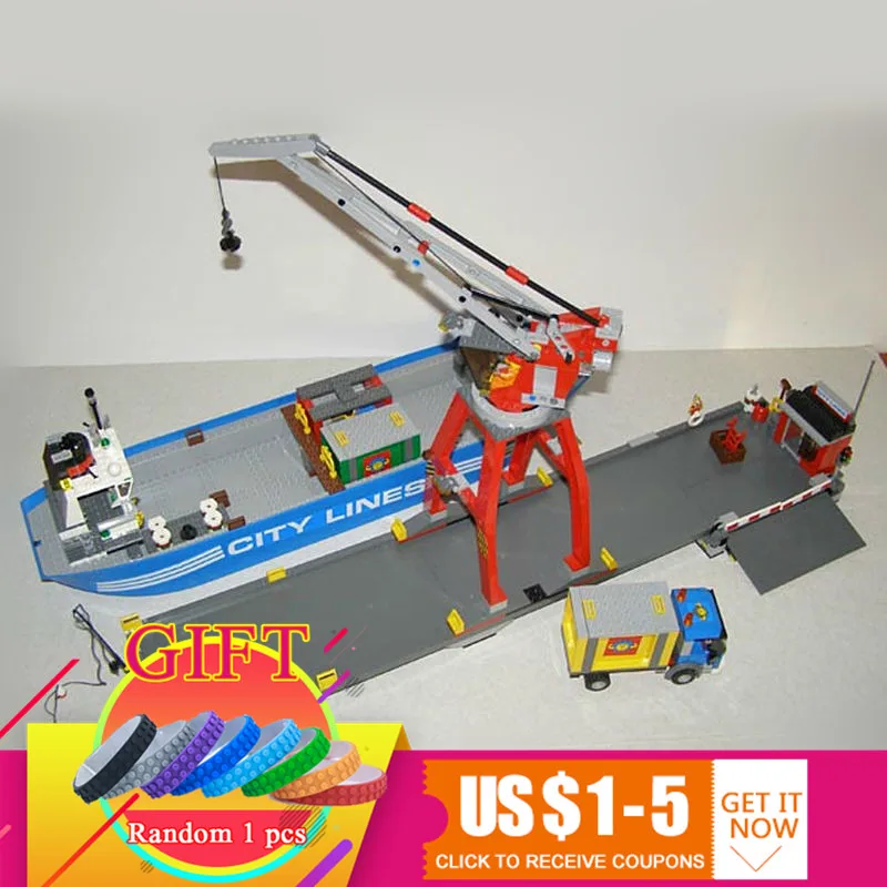 

02034 695pcs City Series Super Cargo Port Terminal Building Block Brick Compatible with 7994 Toys gifts lepin