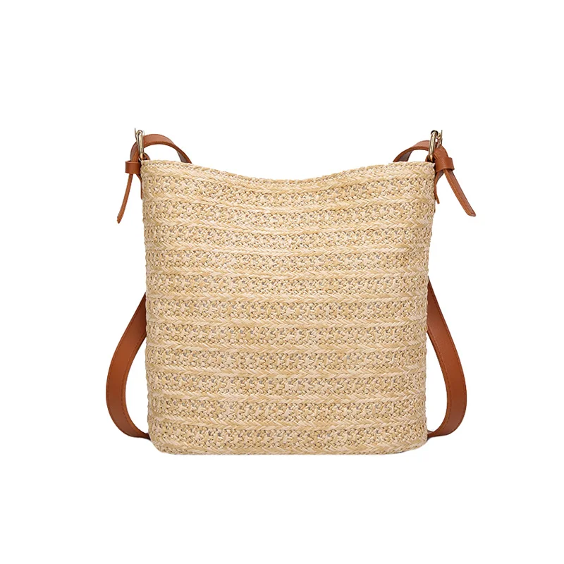 Women Summer Bow Straw Bags INS Popular Female Travel Beach Handbag Lady Large Knit Shoulder Bag Holiday Casual Crossbody SS3295 (8)