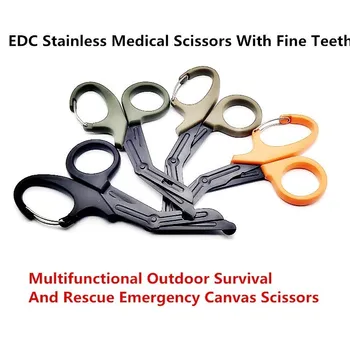 

EDC Stainless Medical Scissors With Fine Teeth Multifunctional Outdoor Survival And Rescue Emergency Canvas Scissors A2156YPF