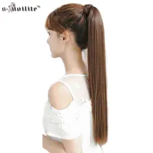 SNOILITE 26″ Synthetic Long Ponytail Clip In Pony Tail Hair Extensions Wrap on Hairpieces Straight Hairstyles Brown Black Blonde