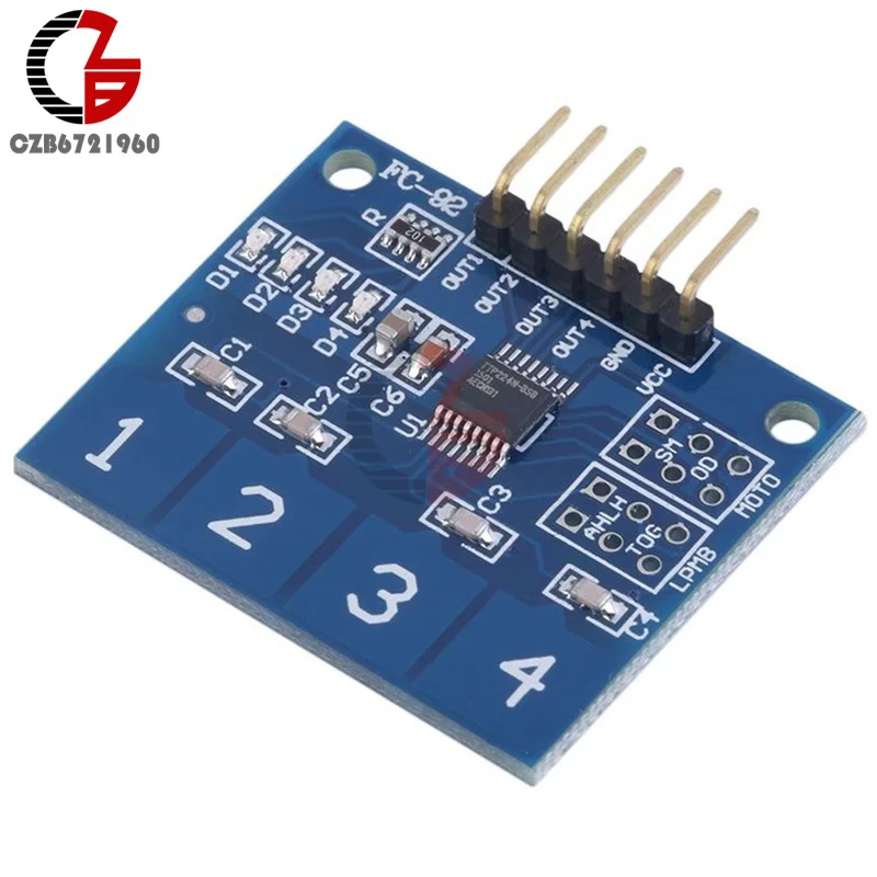 5 шт. 4-канальный цифровой емкостный сенсорный экран Сенсор модуль коммутатора кнопка для Arduino TTP224