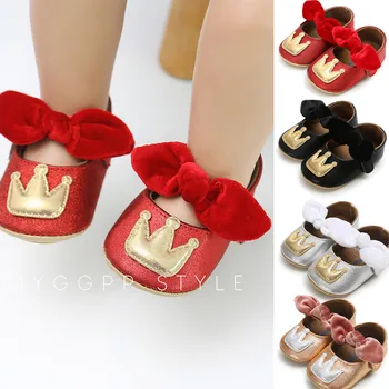 

Baby Girls Shoes Bowknot Cuty Crown Fashion Toddler First Walkers Kid Shoes
