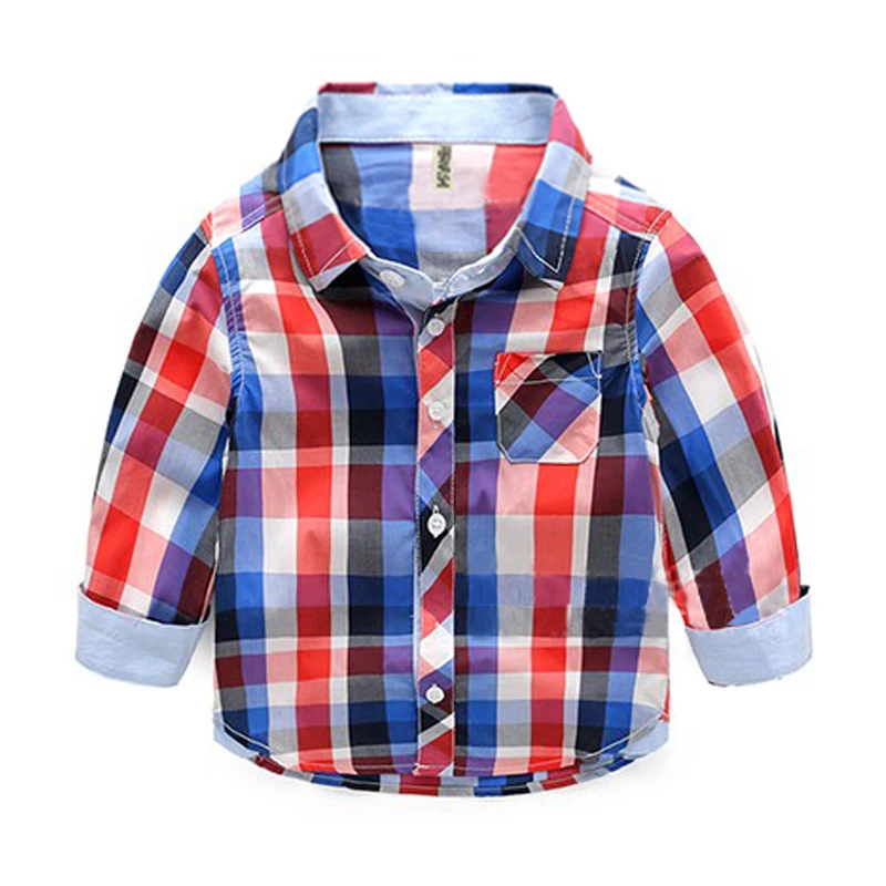 Одежда для детей рубашка с длинными рукавами для мальчиков детская рубашка г. Детская рубашка из хлопка в клетку на весну и осень - Цвет: Blouses