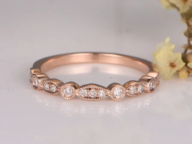 Myray 14k Rose Gold Wedding Band Conflict Free Diamond Myray 14k Rose Gold Wedding Band Conflict Free Diamond Pave Set Natural Gemstone Ring
