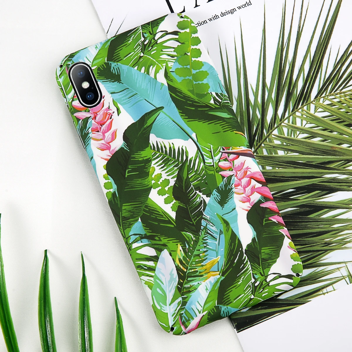 Moskado винтажный цветочный чехол для телефона для iphone 11 Pro Max X XS MAX XR 6 6s 7 8 Plus зеленые листья для iphone 7 жесткий пк полный чехол - Цвет: SJ6276