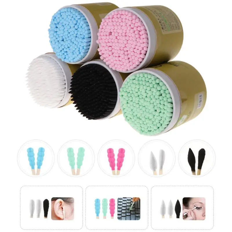 

200pcs Bamboo Cotton Swab Wood Sticks Soft Cotton Buds Ceaning of Ears Tampons Mini Individual Applicators Home Mascara Brush