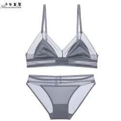 shaonvmeiwu No sponge triangle cup ladies underwear red benmingnian bra set without steel ring ultra-thin style shaonvmeiwu No sponge triangle cup ladies underwear red benmingnian bra set without steel ring ultra-thin style