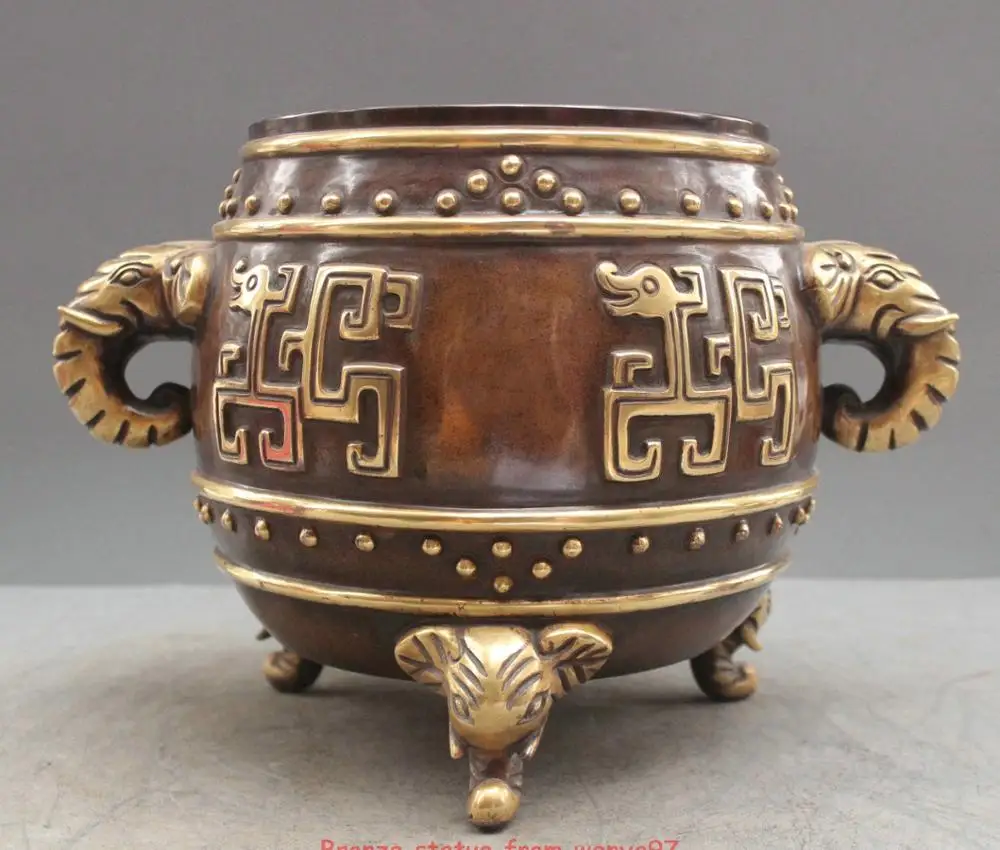 14&quot China Flok Fengshui Elephant Head Jar Incense Burner Furnace | Дом и сад