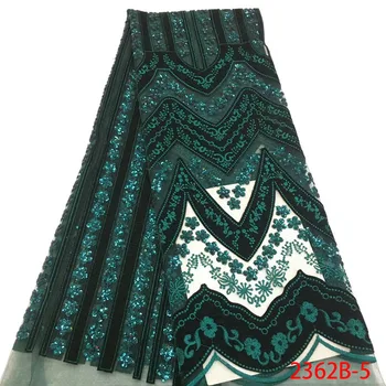 

2018 High Quality African Net Lace Fabric with Sequins Nigerian Tulle Lace French Mesh Lace Fabrics for Evening Dress APW2362B-1