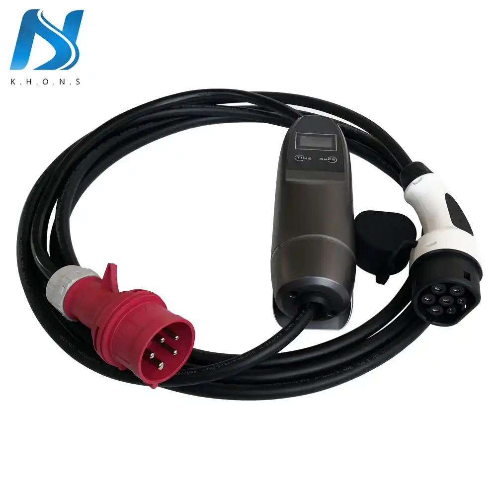 Khons 11KW 3 Phase EVSE Type 2 Electric Vehicle Car EV Charger With Red