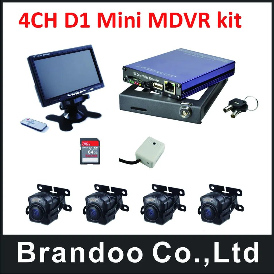 DIY 4CH MDVR,140 degree wide view angle HD camera, AVI format, 64GB,used for taxi,bus,trainning car,truck,uber car