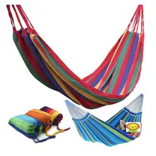 Высокое качество Портативный Открытый Сад Гамак Повесить путешествия Кемпинг качели Холст полосатый гамак для 1 человека