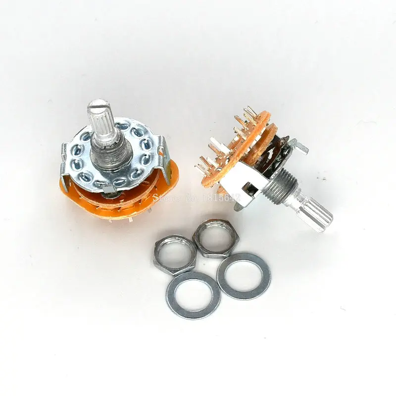 1PCS RS25 1P11T Potentiometer With Switch Shaft Panel Mount 1 Pole 11 Position Rotary Selector Band | Электронные компоненты и
