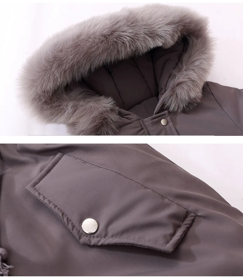 New 2018 Fur Hooded Jackets For Girls Thick Kids Long Cotton Coats Baby Big Girl Winter jacket Children Outerwear & coats Tops Clothes (19)