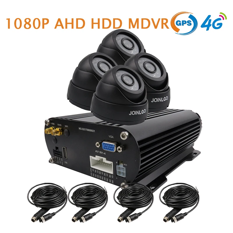 

Free Shipping 4 Channel GPS 4G 1080P AHD 2TB HDD Hard Disk Car SD DVR MDVR Video Recorder Realtime Monitor In Car Dome Camera